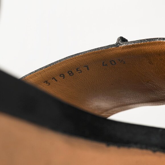 Balenciaga Black Pebbled Leather Ankle-Strap Flatform Sandals - Picture 11 of 11